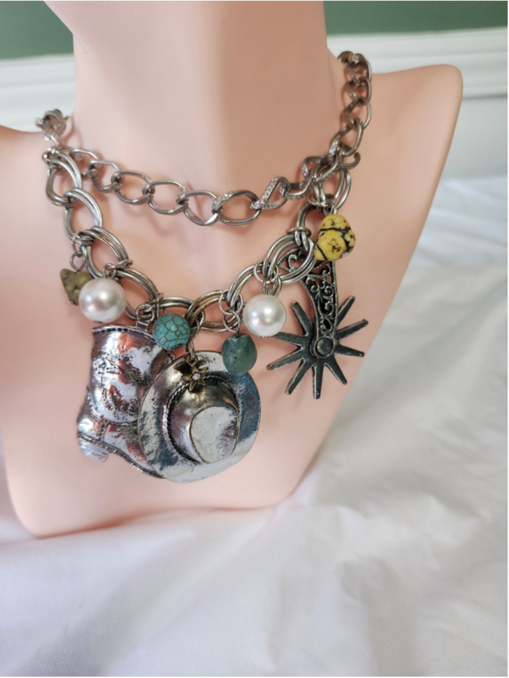 Women's Unbranded Western Charm Necklace One Size Silver Turquoise - Picture 1 of 8